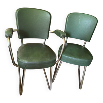 Vintage industrial chair and armchair from the 60s