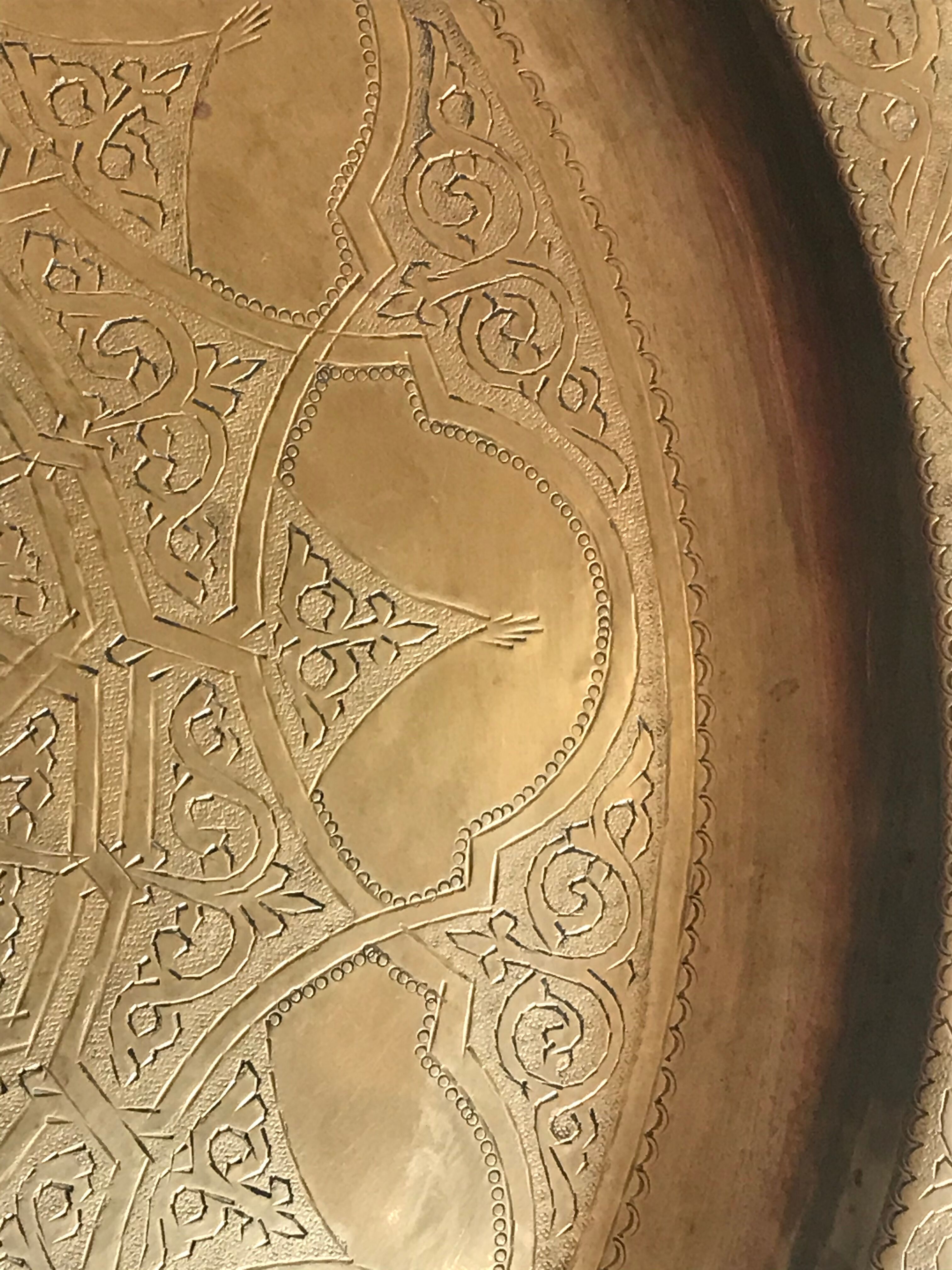 Engraved brass tray