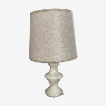 Alabaster and linen lamp