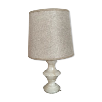 Alabaster and linen lamp