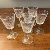 6 engraved antique glasses