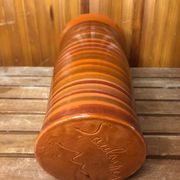 Old soulaines vase france ceramic brown & orange vintage #a393