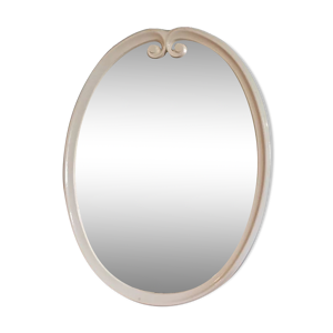 Miroir oval cadre métal émaillé