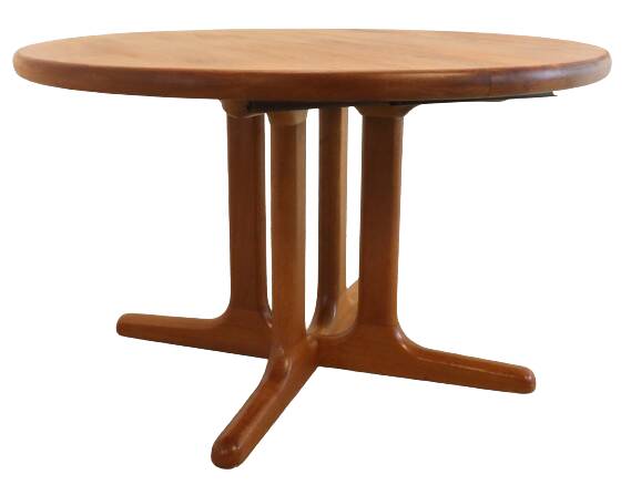 Ronde 1x verlengbare deense teak  Dyrlund eettafel 'Ommel'