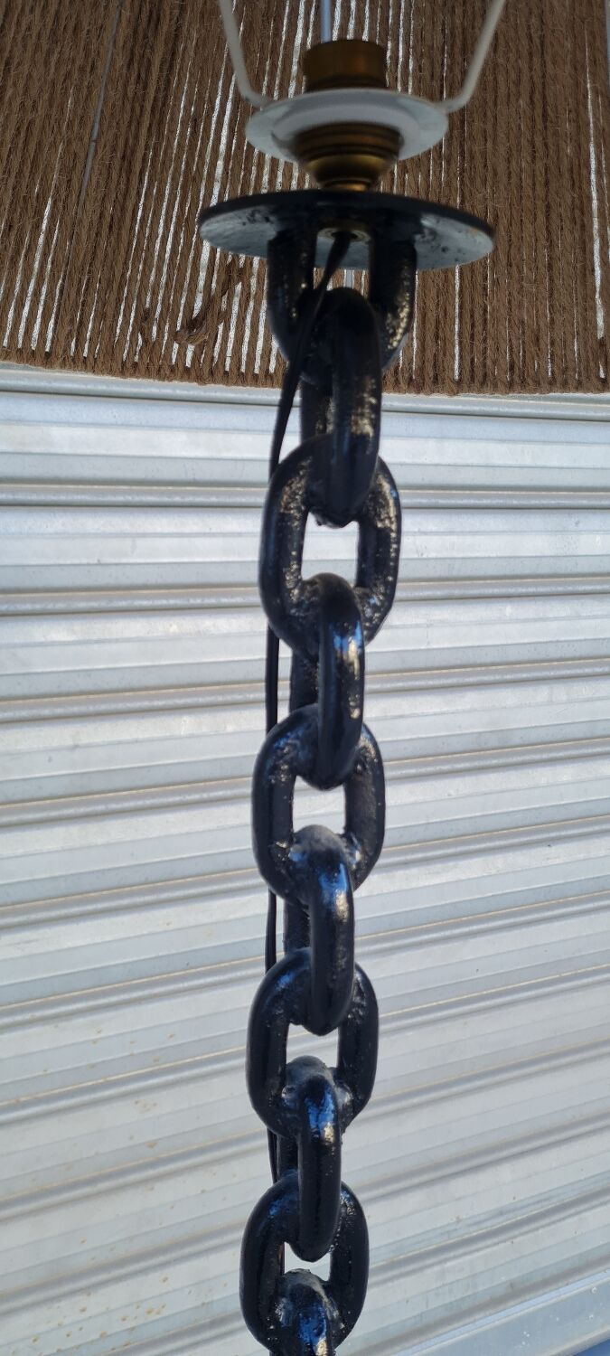 Vintage iron chain floor lamp from the 1950s