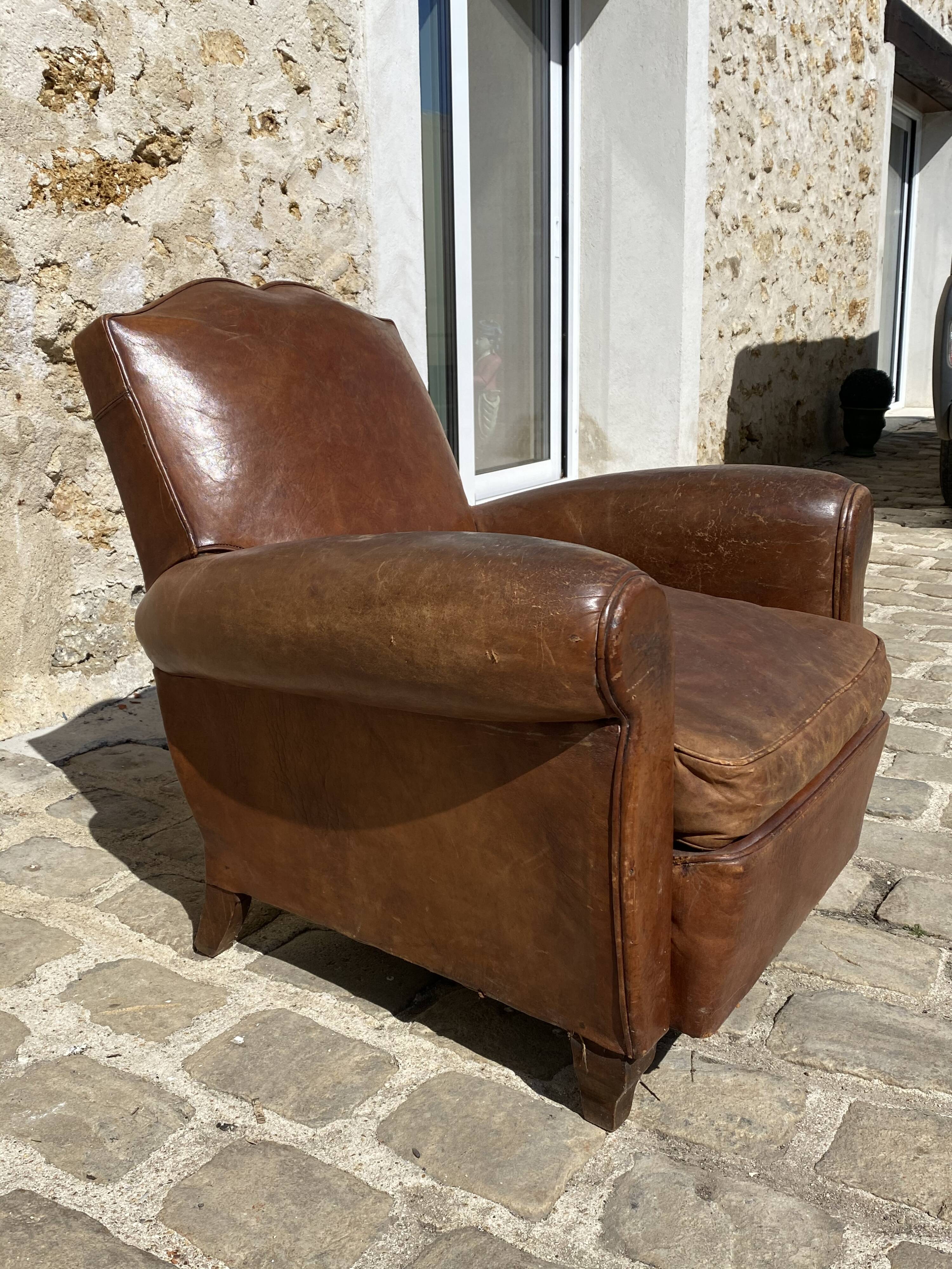 Leather club chair