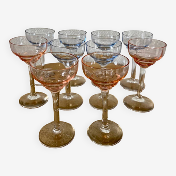 10 verres à liqueurs Art Déco