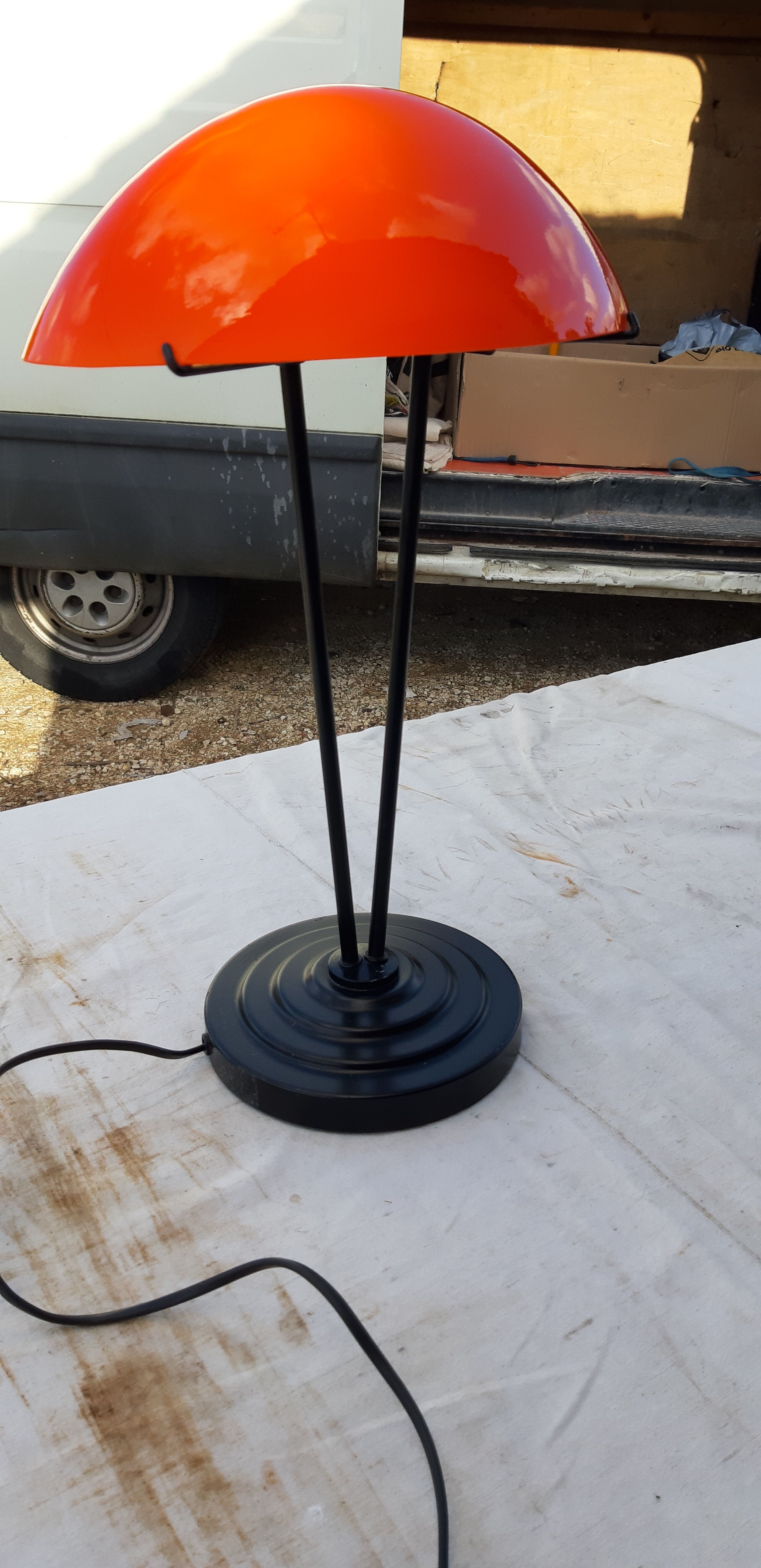 Vintage lamp in orange and white opaline