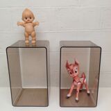 Pair of smoked plexiglass bedside tables, 1970
