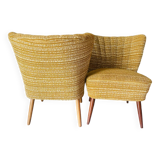Pair of cocktail armchairs in light brown fabric