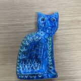 Chat en céramique bleu