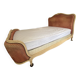 Elegant Louis XV style upholstered bed, patinated wood, house spirit of f