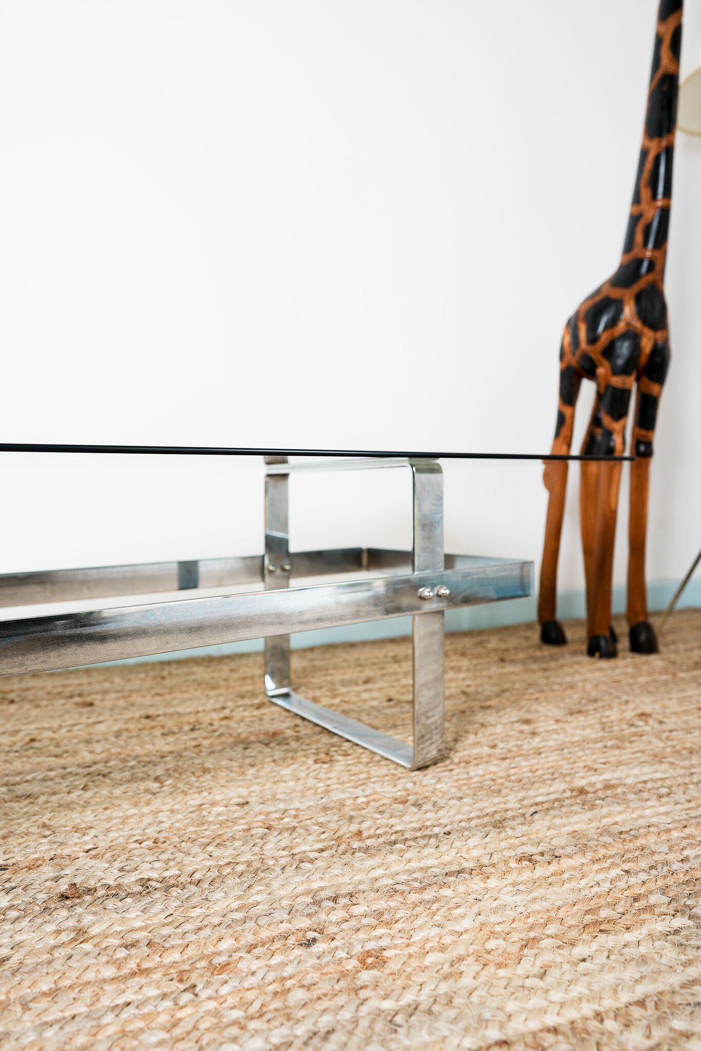 Glass and chrome coffee table