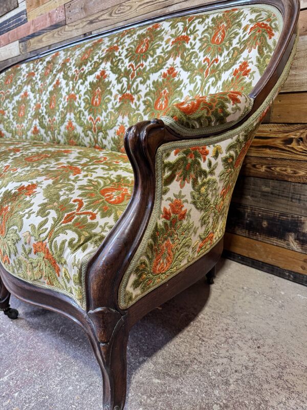 Banquette de style Louis-Philippe en acajou massif, 19ème siècle