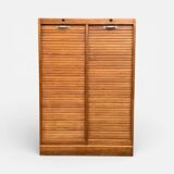 Antique oak tambour door filing cabinet, H120