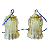 Duo tulip lamps golden fluted glass