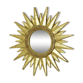 Petit miroir solaire doré Sunburst en plastique 30 cm