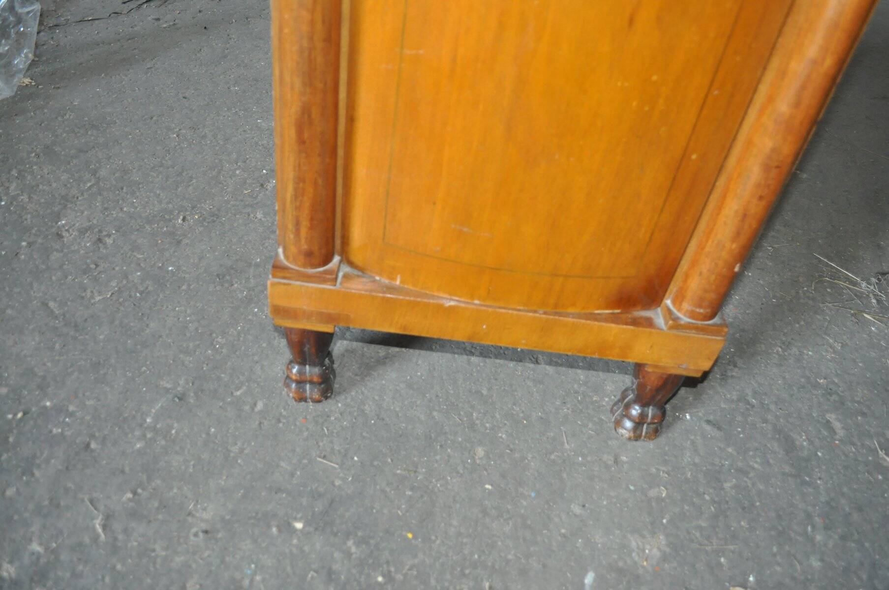 Table de chevet Biedermeier en noyer marron, meuble antique hongrois XIXe siècle