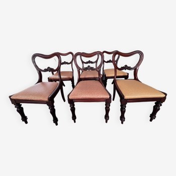 Set of 6 Victorian balloon back dining chairs.