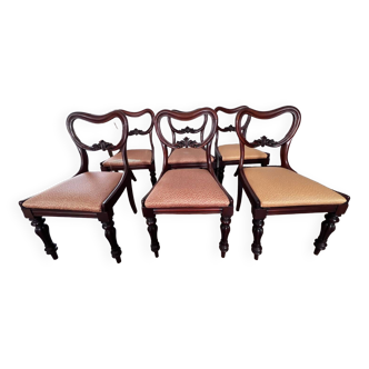 Set of 6 Victorian balloon back dining chairs.