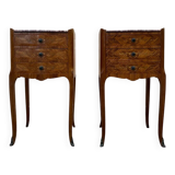 Pair of Louis XV style bedside tables in marquetry.