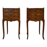 Paire de tables de chevet de style Louis XV en marqueterie