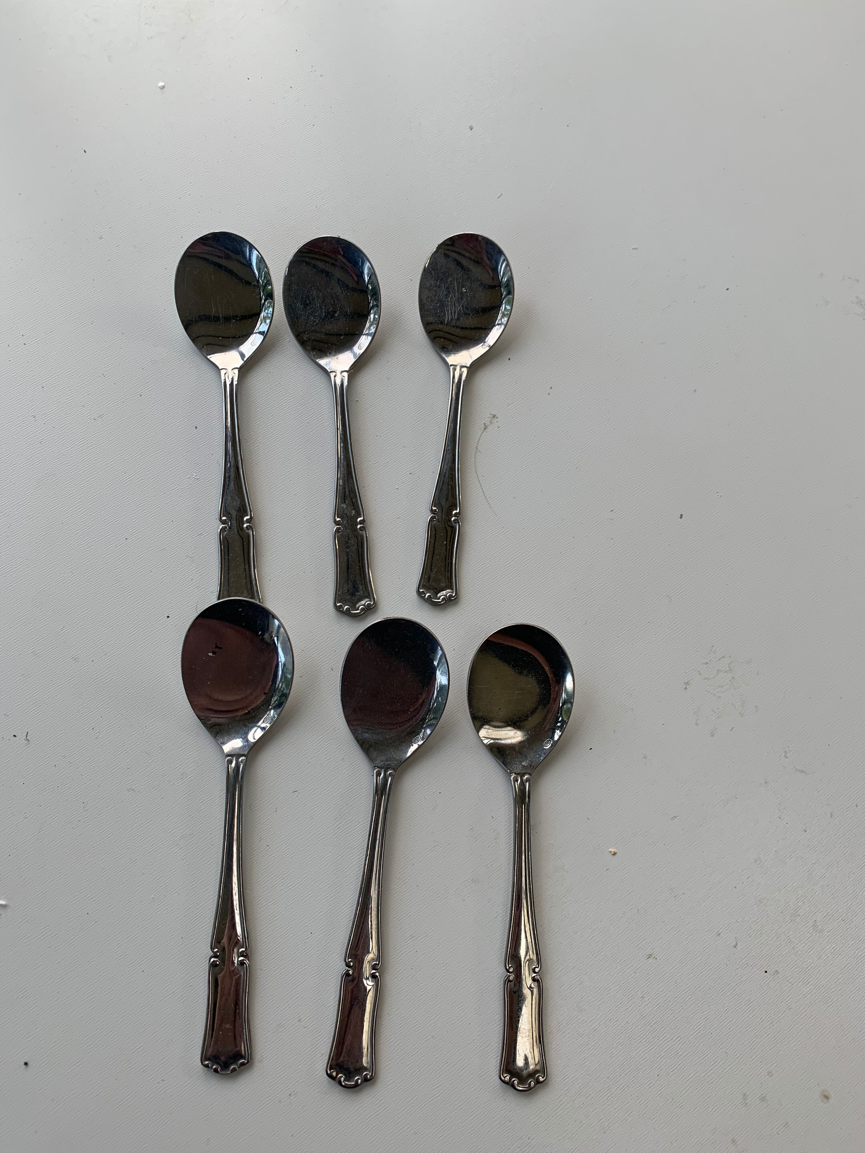 6 1970 vintage stainless steel ice cream spoons