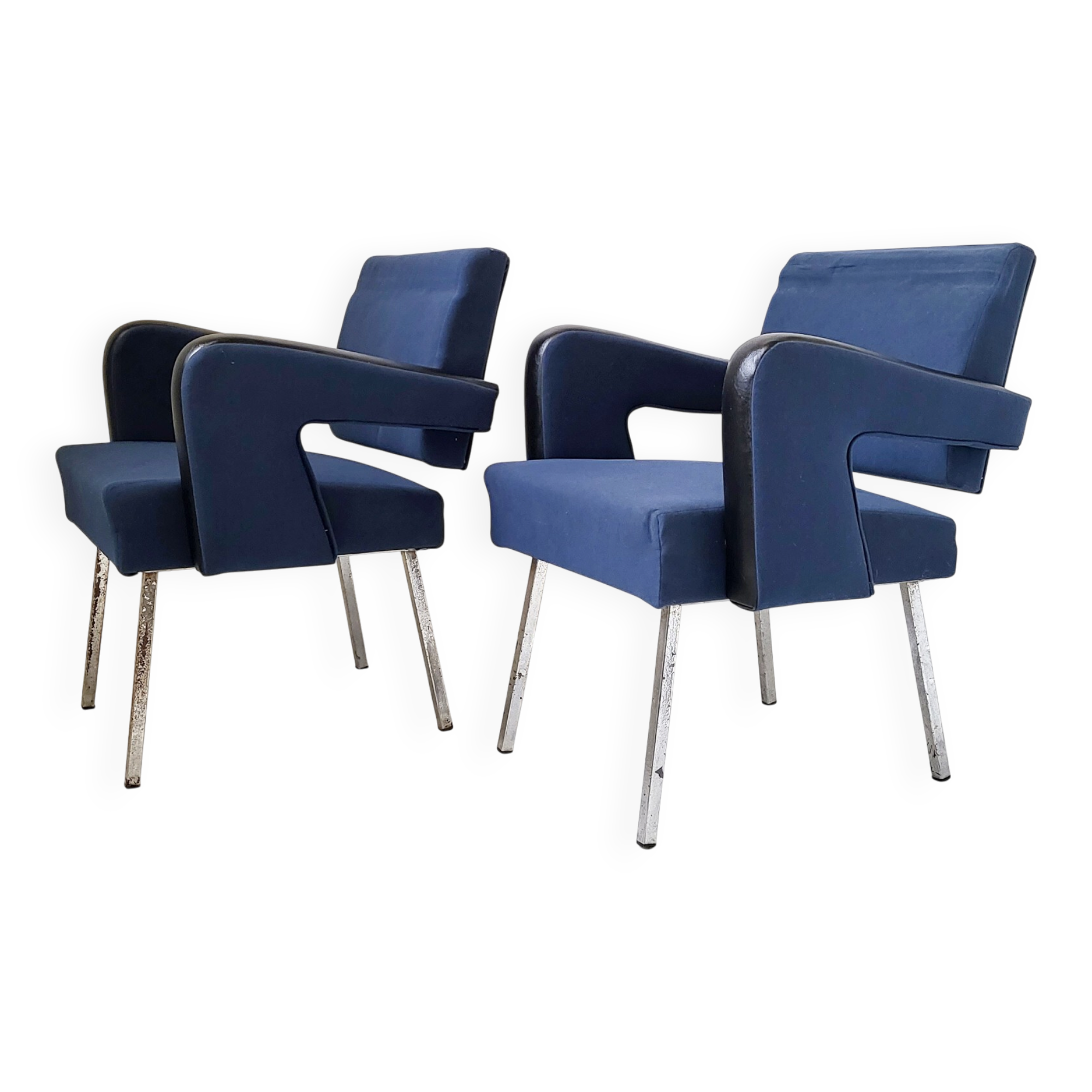 Paire de fauteuils "president" de jacques adnet 1950 vintage 50s 1950s