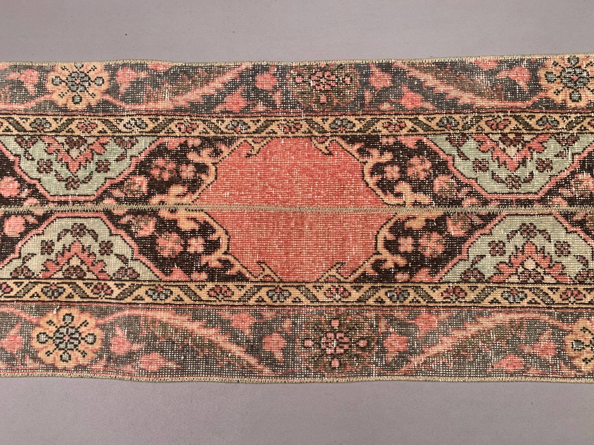Distressed Turkish Narrow Runner 353x54 cm wool Vintage Tribal Rug