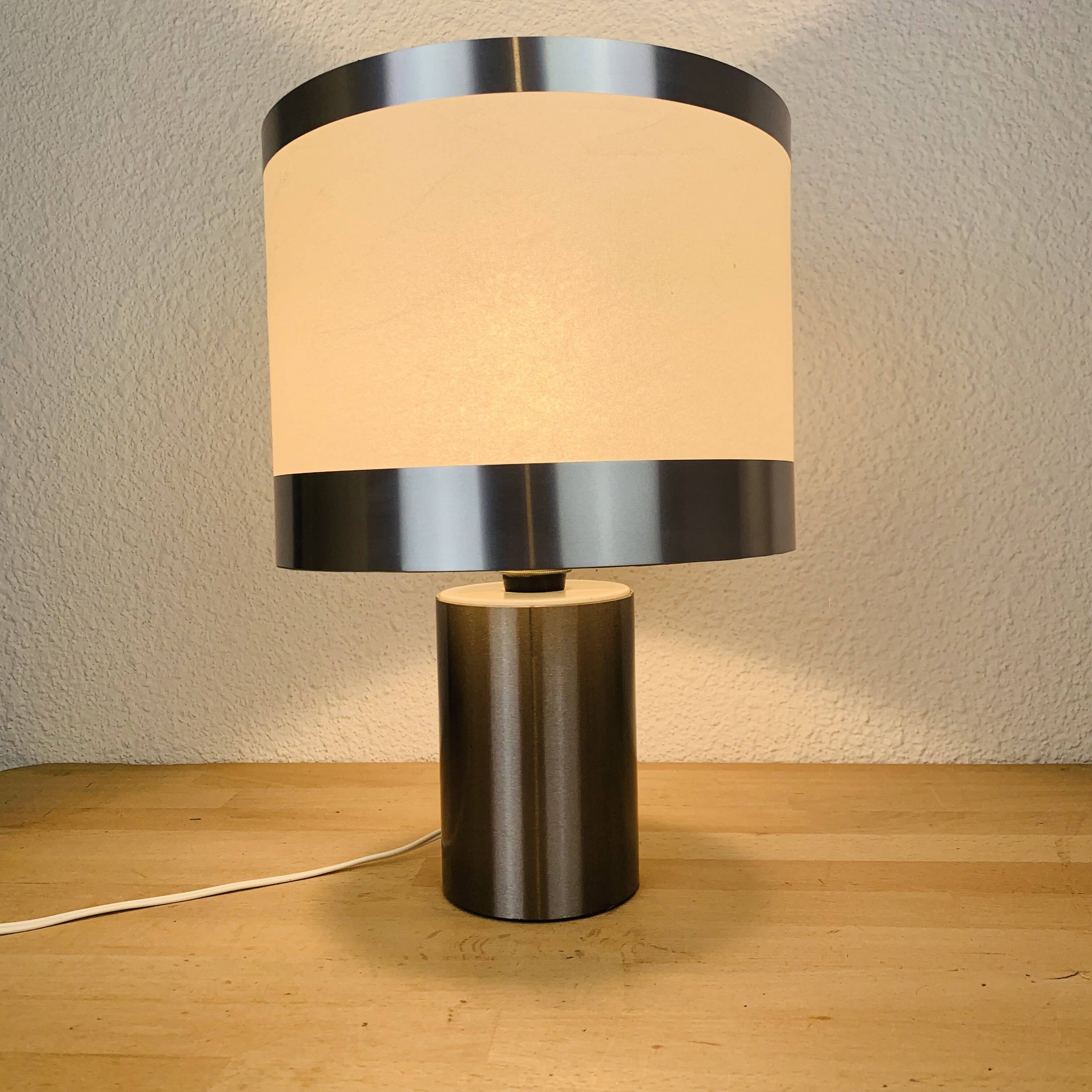 Reggiani cylinder lamp brushed metal 70s
