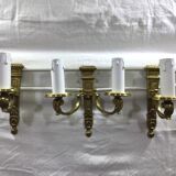 Set of 3 bronze wall lamps Louis XVI style