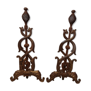 Paire de chenets fer forgé et