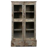 Showcase in patinated solid wood