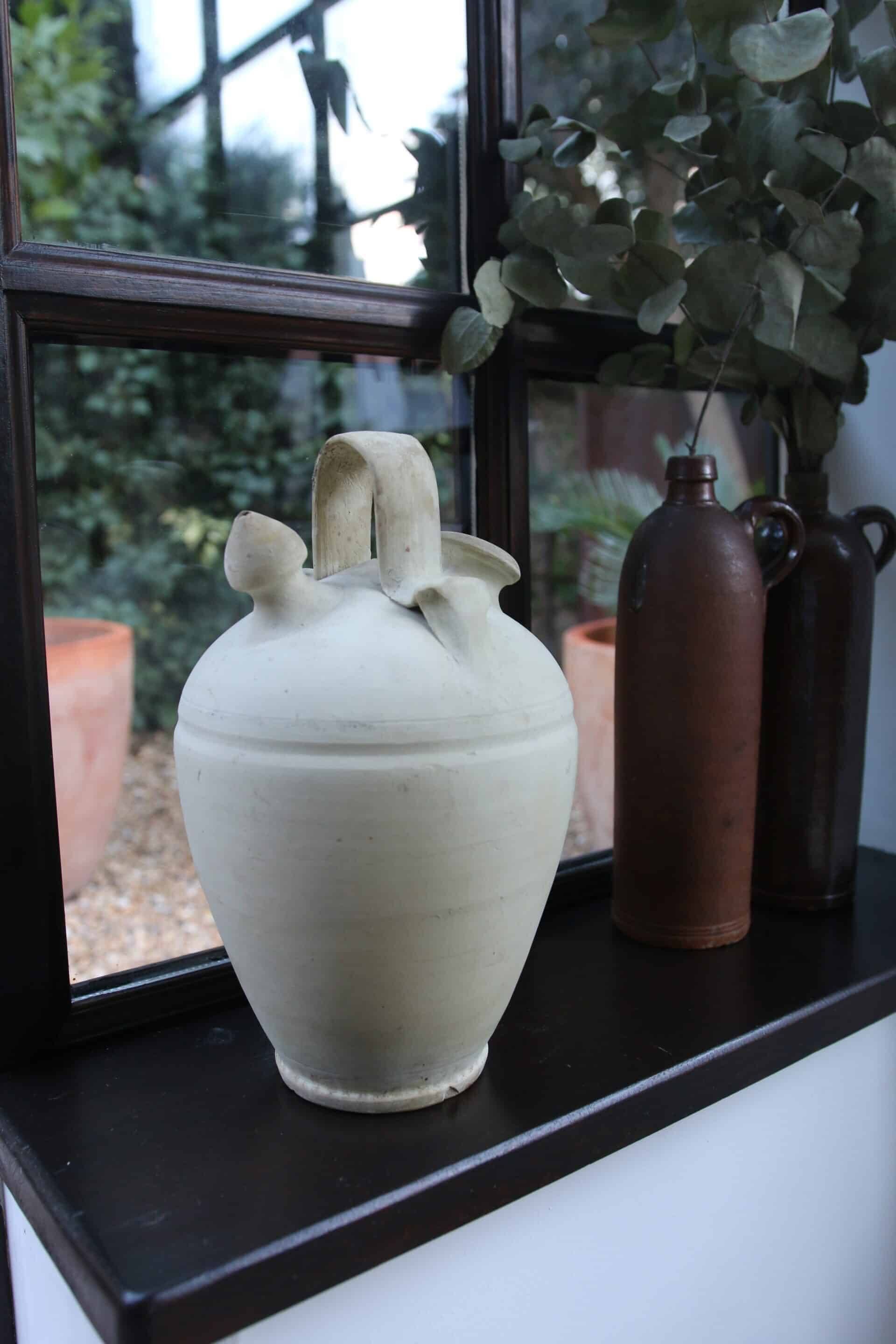 Ancient terracotta gargoulette with 2 spouts