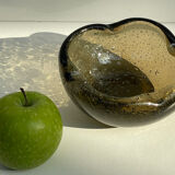 Cendrier en verre bulle ambré – design vintage années 60