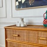 Vintage rattan chest of drawers
