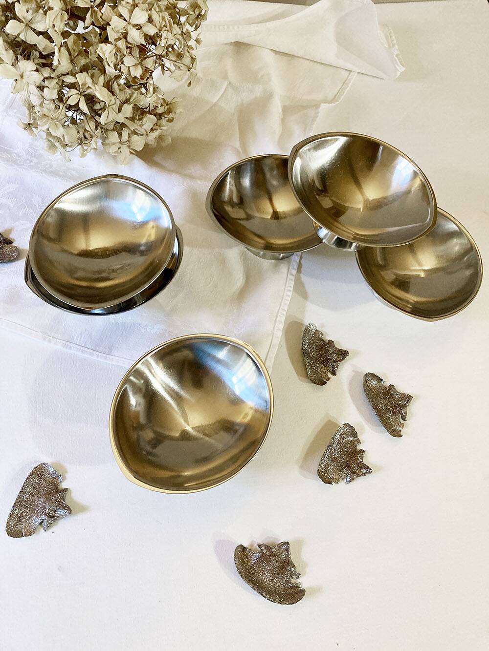 6 Guy Degrenne ice cream cups, 1970s-1980s