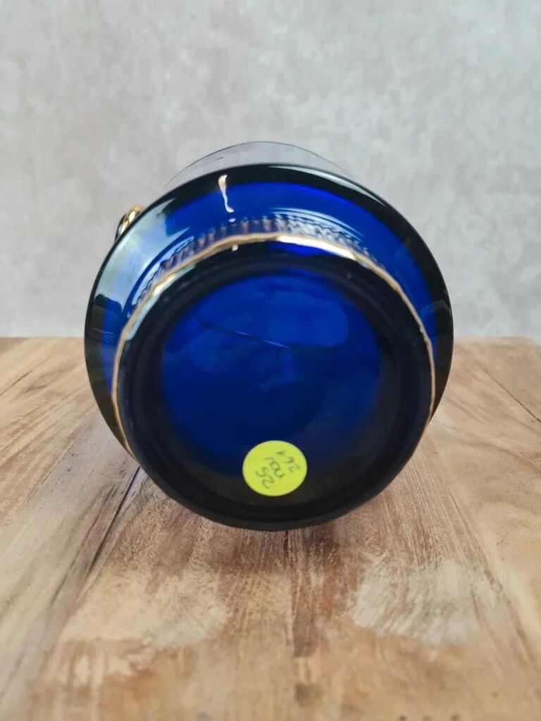 Seau à glace bleu cobalt – style Holmegaard / design scandinave 60–70