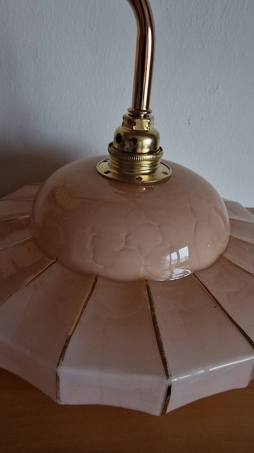 Art Deco wall lamp in marbled pink Clichy glass