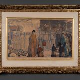 Engraving Auguste Lepère enhanced religious procession Nantes cathedral