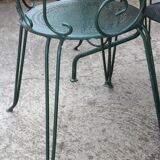 Old wrought iron garden furniture, 2 armchairs, 2 chairs and the table