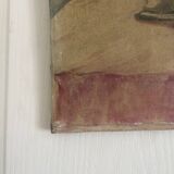 Old oil painting canvas still life kitchen fireplace faraoni