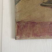 Old oil painting canvas still life kitchen fireplace faraoni