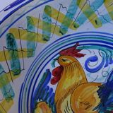 Grand lebrillo vintage en faïence espagnole Triana avec coq