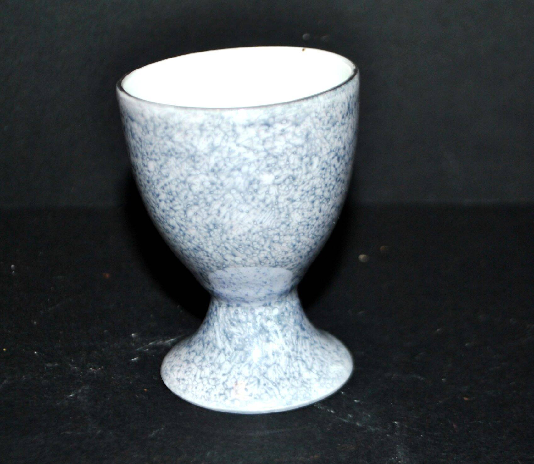 Vintage iridescent gray porcelain egg cup