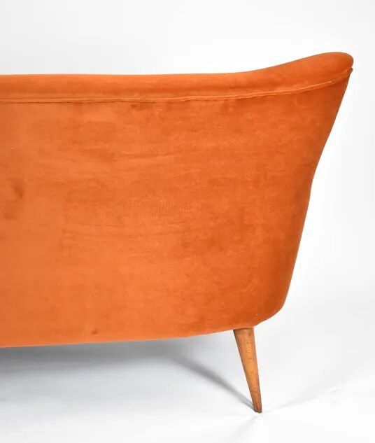 Three-seater velvet sofa, Germany 1960s, rusted, restored.