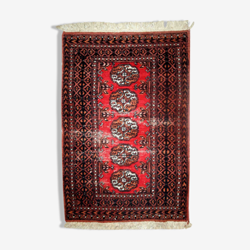 Vintage pakistani carpet lahore handmade 75cm x 119cm 1960s, 1c627