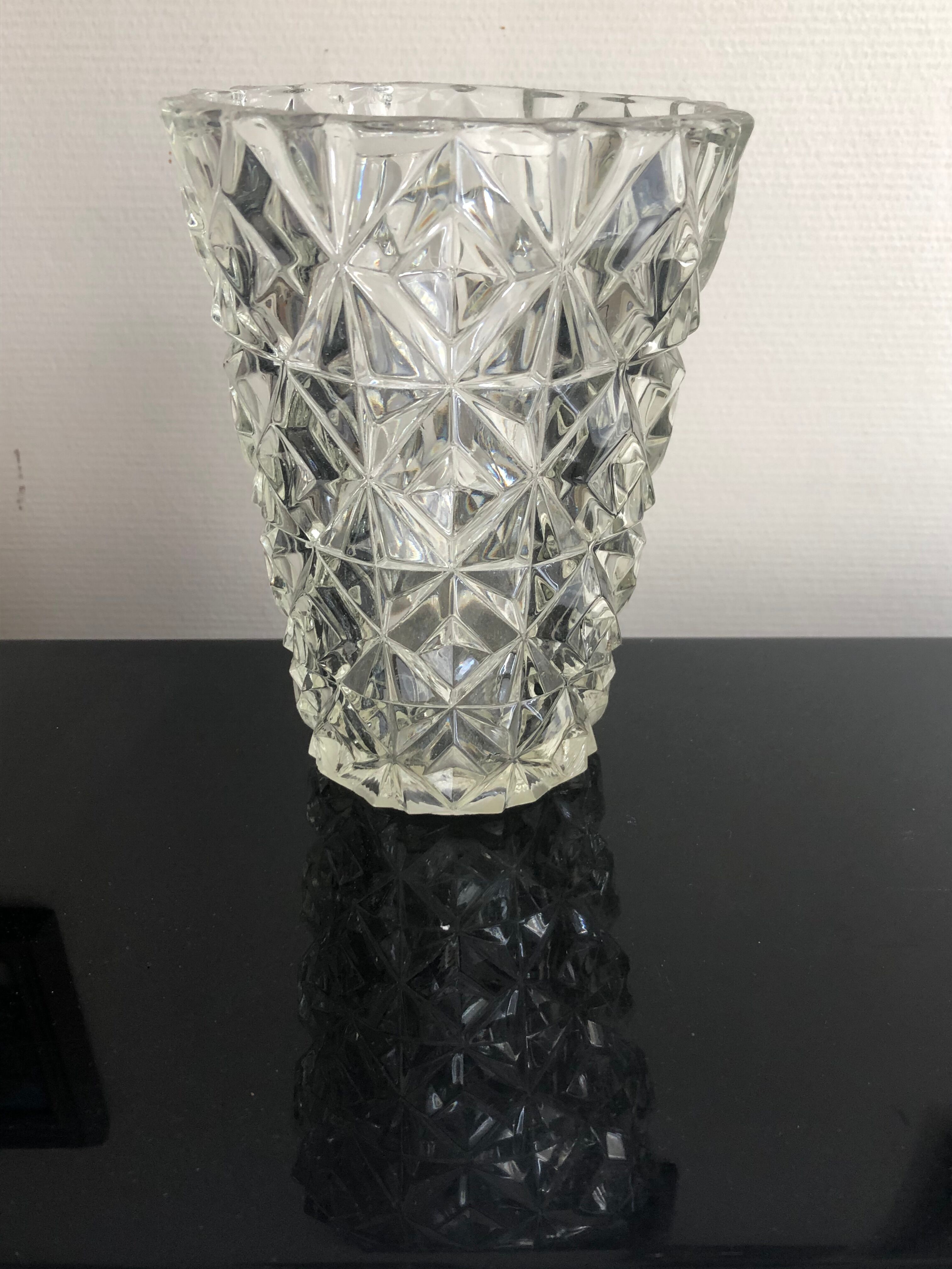 Diamond-cut vase, thick glass
