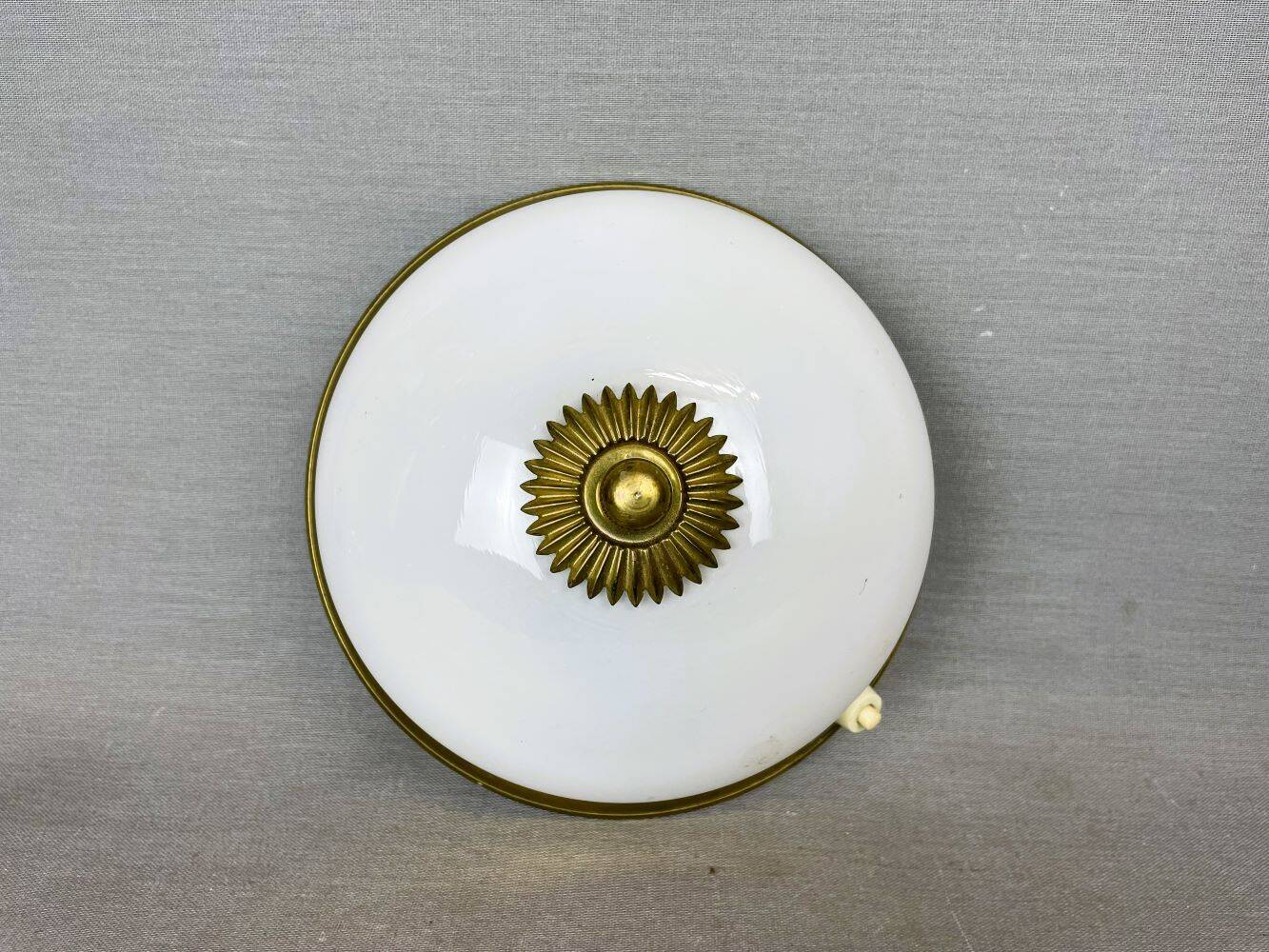 Small white opaline glass flush mount wall lamp