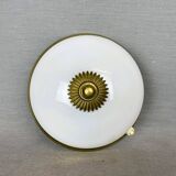 Small white opaline glass flush mount wall lamp